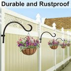 12 Inch Heavy Duty Plant Hanger Wall Hook 4 Pack - Black Iron Hanging Plant Bracket Holds 44 lbs - Rust Resistant Indoor Outdoor Hooks for Bird Feeders Lanterns Wind Chimes Hanging Baskets with Screws - size: 4 Pieces