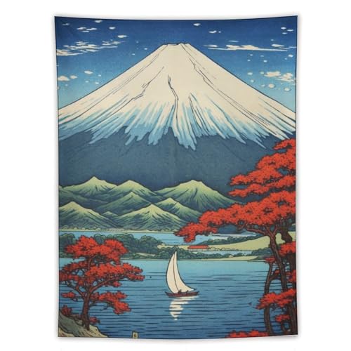 Large Tapestry Wall Hanging Decor Mount Fuji Mountain Landscape Lake Fall Leaves Japanese Painting Tapestry Wall Decor for Bedroom Aesthetic Wall Art Living Room Decor for Men And Woman 60"x80" - color: Style2, size: 80L" x 60W"