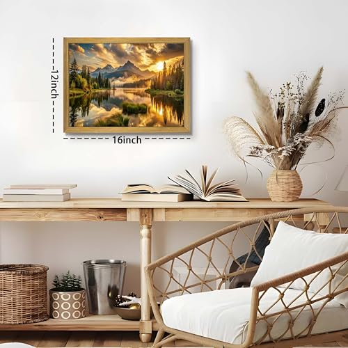 Framed Canvas Wall Art 12x16 Inch, Vintage Landscape Wall Art Decor, Countryside Farmhouse Sunset Landscape Wall Decor, Retro Mountain Vintage Painting Prints for Living Room Bedroom Home Bathroom Decor - color: Landscape Painting D, size: 16"L x 12"W