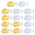 Brightown 14 Pack Warm White and White LED Fairy Lights Battery Operated String Lights, 7ft 20LED Waterproof Silver Wire String Lights, Firefly Starry Moon Lights for Mason Jars DIY Christmas Wedding - color: Warm White+White, size: 14 Pack