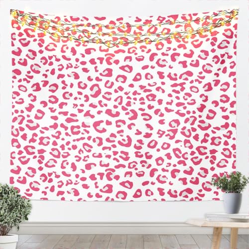 Pink Leopard Print Tapestry Cheetah Wall Hanging for Kids Teens Girls Room Decor, Wild Animal Fur Print Wall Blanket Tapestries Romantic Wall Art Hanging, Large 59.1 x 82.7 Inches - color: WWS9604, size: 82.7"L x 59.1"W