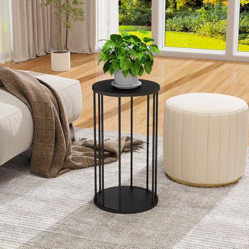 Plant Stand Indoor,small plant stool,Flower Pot Corner stand holder,Mid Century Heavy Duty Metal Tall Home Decor,Modern Round End Table,Small Rustic Display Stand for Living Room,Bedroom(Black,21In) - color: 55cm black