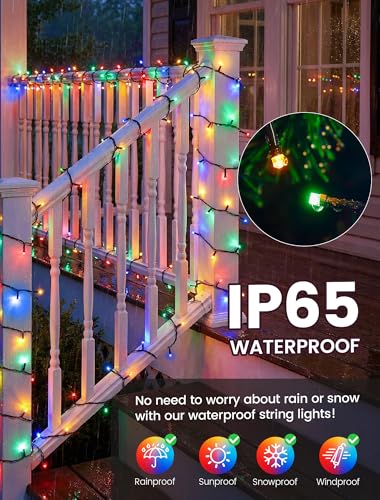 Hopolon String Lights Indoor Outdoor, 33 FT 100 LED Connectable Green Wire Twinkle Fairy Lights, Plug in Christmas Light Waterproof for Wedding Party Patio Spring Decor (Multicolor) - color: Multicolor, size: 100 LED