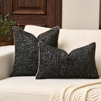 Yangest Chenille Pillow Cover 12 x 20 Inches, Thick Textured Rectangle Throw Pillow Cover Farmhouse Modern Soft Accent Couch Neutral Pillow Cover for Living Room Bedroom, Black - color: Black, size: 20" x 12" (Pack of 1)