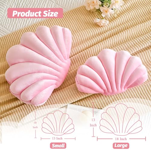 Lfsaaj Pink Seashell Throw Pillows, Shell Shaped Throw Pillows, 18 Inch Soft Velvet Home Decorative Pillow Plush Cushion for Bed Couch Living Sofa Room Decor Accent Throw Pillow - color: Velvet-pink, size: Large-18Inch