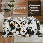 Luxury Fluffy Faux Fur Throw Blanket,Thick Fluffy Silky Fuzzy Cozy Blanket,Plush Blankets for Couch, Sofa, Chair, Bed-Cow Print-Brown 50 * 60inch - color: Cow Print-brown, size: Throw (50" x 60")