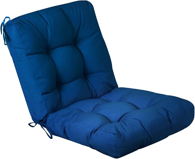 QILLOWAY Outdoor Seat/Back Chair Cushion Tufted Pillow, Spring/Summer Seasonal Replacement Cushions. (Royal Blue)