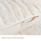 AELS Boho Decorative Textured Throw Pillow Covers 20x20, Set of 2, Modern Abstract Mid Century Rainbow Tufted Pillow Case, Farmhouse Rustic Neutral Woven Cushion Case for Bed Couch Sofa, Creamy White