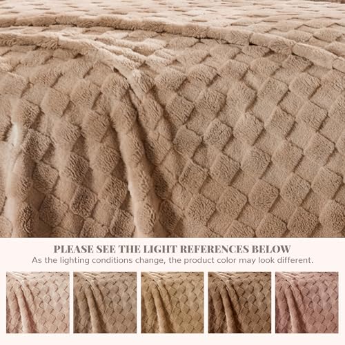 Brown Textured Checkered Baby Blanket, 330GSM Soft Plush Fleece Blanket for Crib Stroller, Cozy Decorative Giftable Home Blanket, 30x40 Inches - color: Brown, size: Throw(30"x40")