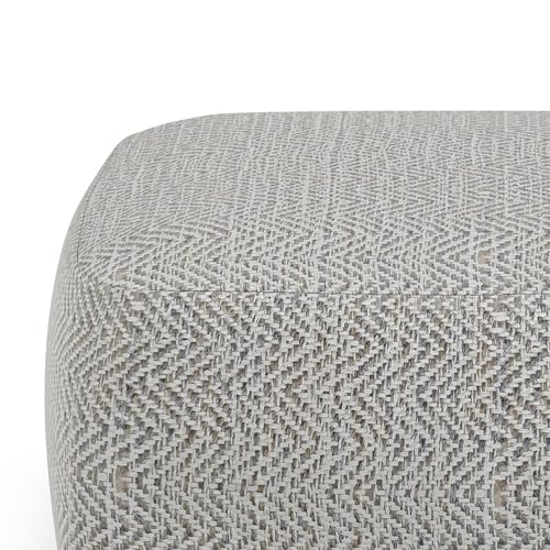 SIMPLIHOME Nate Square Pouf - 20 inch Wide Upholstered Handwoven Cotton Ottoman in Patterned Grey Melange, Boho Footstool or Extra Seating for Living Room with Artisanal Texture, Assembled - color: Patterned Grey Melange, style: Cotton Pouf
