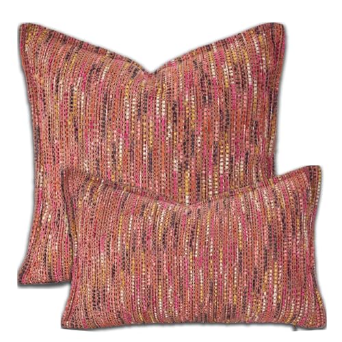 Premium Series Fringe Boho Throw Pillow Cover, Linen Woven Luxury Thick Cushion Case with Tassels for Home Décor, Burgandy, 18x18 Inch - color: Burgandy, size: 18" x 18" (Pack of 1)