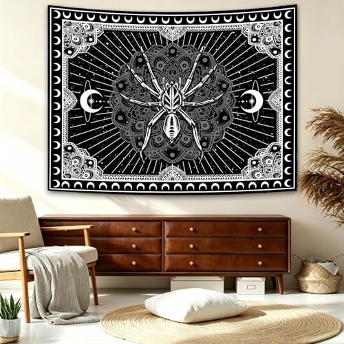UHOMETAP Mandala Spider Wall Art - Bohemian Tapestry With Starry Sky and Moon Pattern for Living Room, Bedroom, Office - 80x60 Inches