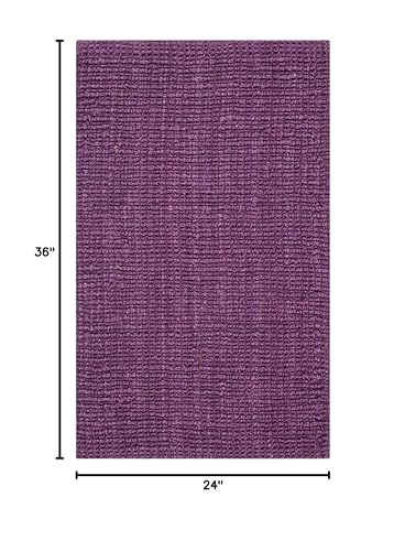 SAFAVIEH Area Rug 2x3 - Natural Fiber Collection - Purple, Handmade Jute, Farmhouse Style, Chunky Textured Thick Pile (NF447B) - color: Purple, size: 2' x 3' (Rectangular)