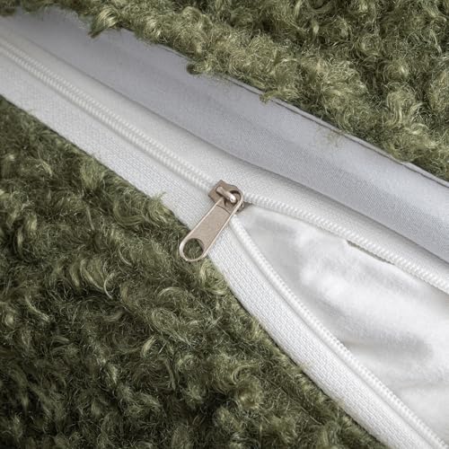 MIULEE Pack of 2 Throw Pillow Covers 18x18 Inch Olive Green Faux Fur Decorative Sherpa Spring Pillow Covers Fuzzy Accent Soft Sheepskin Fleece Cushion Cases for Boho Home Decor Couch Living Room Bed - color: Olive Green, size: 18" x 18" (Pack of 2)