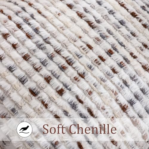 LUOYEHK Boho Throw Pillow Covers 16x16 Inch Set of 2 Chenille Tufted Pillowcase Farmhouse Neutral Cushion Covers for Couch Sofa Bed Living Room, Brown White - color: Brown White, size: 16" x 16" (Pack of 2)