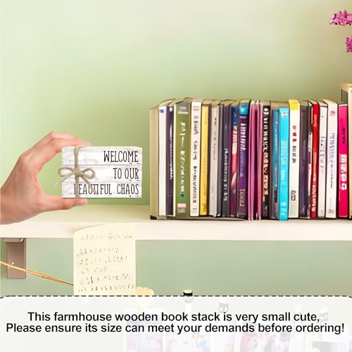 Ycyfckdr Decorative Wood Book Stack for Home, Welcome to Our Beautiful Chaos, Rustic Table and Living Room Bookshelf Farmhouse Decor (L70) - color: Welcome 6