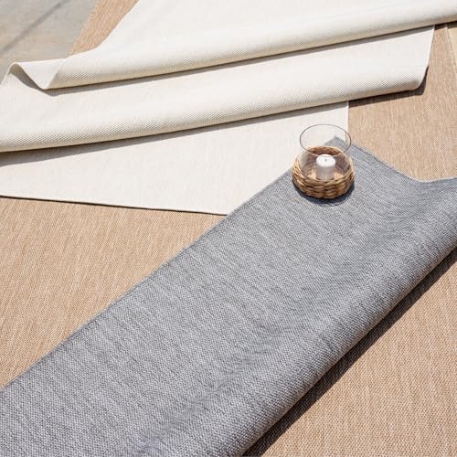Angela Easy Jute Indoor Outdoor Rug, 4x6 Neutral Solid Jute Look, Polyester, Durable & Easy Care Outdoor Farmhouse Carpet for Patio, Porch, Living Room (4' x 6', Natural) - color: 2001 - Natural, size: 4' x 6' (Rectangular)