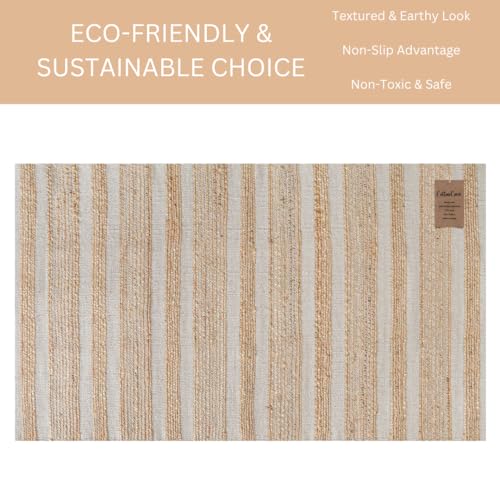 Area Rug Farmhouse 3x5 Feet - Hand Woven Jute Cotton Rug Bohemian Rustic Vintage - Non Slip Floor Rug for Bedroom Living Room Kitchen Dorm Entryway Hallway - Area Rug Natural - color: Natural, size: 3'x5'