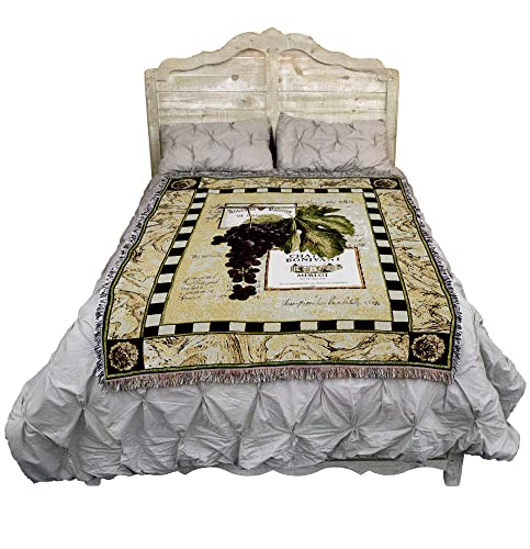 Pure Country Weavers Grapes and Labels IV Blanket - Garden Floral Gift Tapestry Throw Woven from Cotton - Made in the USA (72x54) - color: Grapes Labels IV