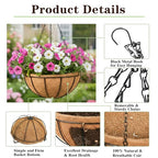 EIMQUVW Outdoor Metal Hanging Planters Basket (4pack, 16 inch) Hanging Baskets for Plants Chain Round Wire Plant Holder with Coco Fiber Liners for Garden, Patio, Deck, Porch - size: 16 Inch