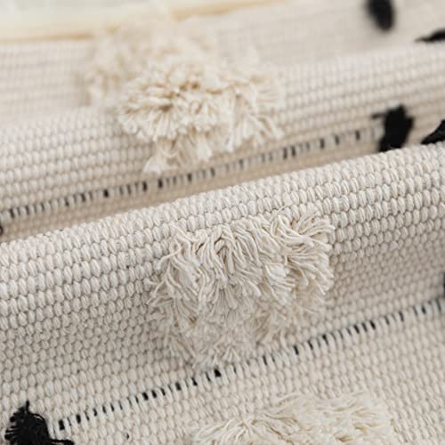 LIGICKY Boho Lumbar Pillow Covers Decorative Woven Throw Pillows Rectangle Pillow Sham Black and Beige Off White Pillowcase for Couch Sofa Bed Car 12x20 Inch - color: Dot, size: 20" x 12" (Pack of 1)
