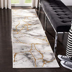 SAFAVIEH Craft Collection Runner Rug - 2'3" x 6', Grey & Gold, Modern Abstract Design, Non-Shedding & Easy Care, Ideal for High Traffic Areas in Living Room, Bedroom (CFT877F) - color: Grey/Gold, size: 2'3" x 6' (Runner)