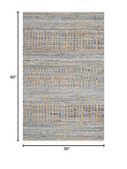 SAFAVIEH Cape Cod Collection Accent Rug - 3' x 5', Natural & Blue, Handmade Flat Weave Coastal Braided Jute, Ideal for High Traffic Areas in Entryway, Living Room, Bedroom (CAP353A) - size: 3' x 5' (Rectangular)