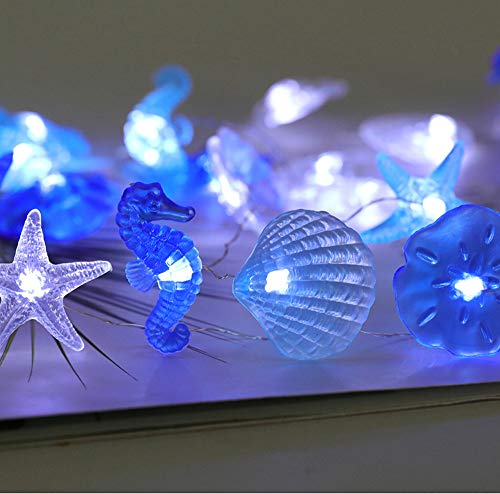 Starryfill Beach Theme 36 LED String Lights Jellyfish Seahorse Starfish 12.96ft Battery Operated Waterproof Cold White with Remote Control and Timer for Patio Wedding Nursery Bedroom Party Birthday - color: Jellyfish