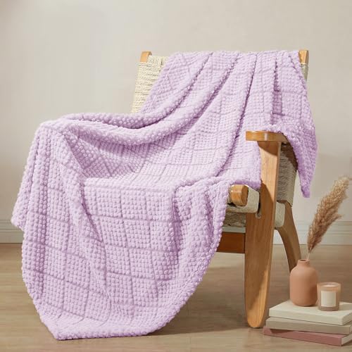 Whale Flotilla Fuzzy Fleece Throw Blanket for Couch, Bed, Soft Fluffy Jacquard Waffle Blankets for All Season, Lightweight and Cozy, 50x60 Inch, Lilac - color: Lilac, size: Throw(50x60 Inch)