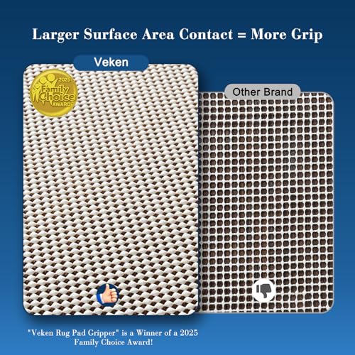 Veken 2.5x8 Ft Rug Pad Gripper for Hardwood Floors, Non Slip Rug Pads for Area Rugs, Thick Rug Grippers for Tile Floors, Under Carpet Anti Skid Mat, Keep Your Rugs Safe and in Place - size: 2'6" x 8' (Rectangular), style: White