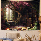 Richldeas Bookshelf Tapestries Cherry Blossom Tree Tapestry Bookshelf Tapestry Wall Hanging Posters for a Windowless Office RITAYW365 - color: Pink, size: Customsize