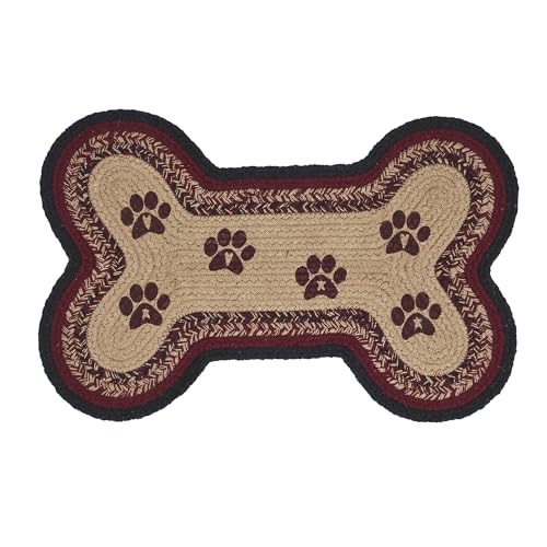 VHC Brands Braided Cotton Rug Small, Cotton Area Rug, Accent Rug, Floor Decor, Connell Collection, Bone Shape 11.5x17.5, Burgundy - size: 11.5x17.5