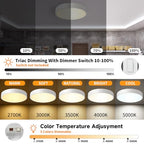 Dimmable Ceiling Light Fixture, 12 inch Flush Mount Light Fixture, LED Ceiling Lights Bedroom, Kitchen, Entryway, Super Bright 2700 Lumens 300W Equivalent 5CCT(2700k-5000k) 2 Pack White - color: White-2Pack