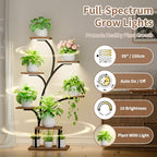 BACEKOLL Plant Stand Indoor with Grow Lights, 7 Tiered Indoor Plant Shelf, 49" Corner Plant Stands for Indoor Plants, Metal Plant Flower Display Shelf, Tree-Shaped Plant Rack for Home, Patio, Brown