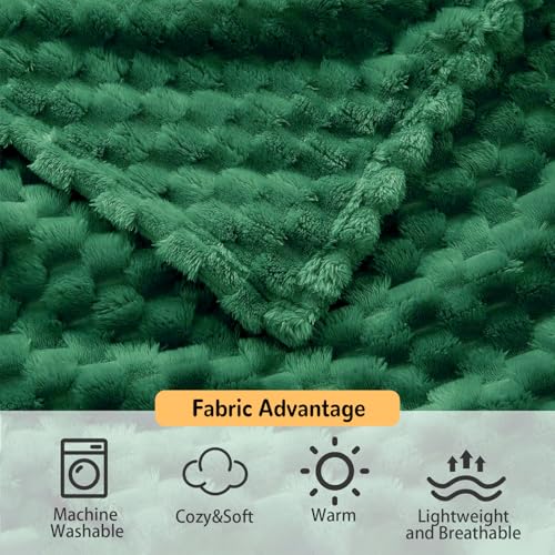 6 PCS Fleece Throw Blankets Bed Throw 50 x 60 Inch - 240 GSM Flannel Turtle Velvet Jacquard Decorative Blankets, Cozy Lightweight Blanktes Bulk for Wedding Gifts, Office, Homeless Donation (DeepGreen) - color: Deepgreen