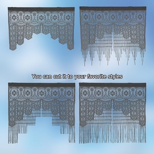 Lace Door String Curtain for Doorways，Bohemian Curtains Window Wall Closet Bedroom Kitchen Hippie Hanging Panels Boho Room Divider - color: Grey, size: 39"W x 79"L (Pack of 1)