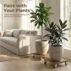 Bamworld Wood Plant Caddy with Wheels, 300lb Capacity, Heavy Duty Planter Stand with Wheels 12inch Plant Dolly 2 Pack Premium Quality, Ready to Use - size: 12inch-Square-2pack