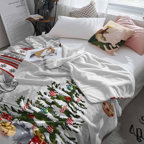 Christmas Gnome Throw Blankets, Winter Merry Christmas Tree Balls Soft Fleece Blanket Decorative for Home Sofa Couch Chair Living Bedroom,40x50 Inches, Grey - color: Christmas-lxm13082, size: 40x50 Inch