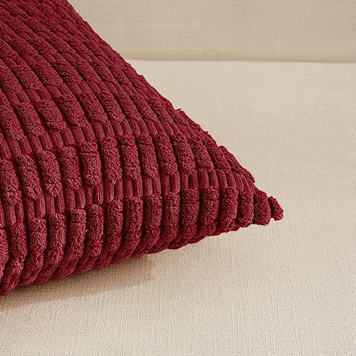 Fancy Homi Decorative Throw Pillow Covers for Bed Couch Bedroom Bench, Soft Corduroy Solid Pillow Case, Rustic Farmhouse Boho Room Decor,20" x 12" (Pack of 1),Burgundy - color: Burgundy, size: 20" x 12" (Pack of 1)
