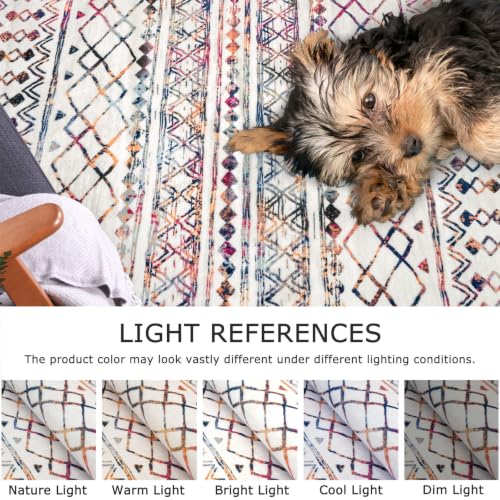 KUTA Moroccan Rugs for Entryway, 2x3 Multi-Color Area Rug Non-Slip Washable Small Indoor Door Mat, Ultra Soft Vintage Geometric Low-Pile Floor Carpet for Entrance, Kitchen - color: Cream/Multi-color, size: 2' x 3' (Rectangular)