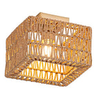 Rpzloila Rattan Ceiling Light, Gold Boho Light Fixture, Square Flush Mount Ceiling Light for Bedroom, Hallway, Entryway, Kitchen, Cabinet - color: Gold, size: 1-Light-Square