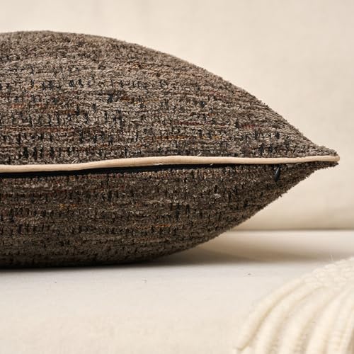Yangest Chenille Pillow Cover 20 x 20 Inches, Thick Textured Square Throw Pillow Cover Farmhouse Modern Soft Accent Couch Neutral Pillow Cover for Living Room Bedroom, Gray Brown - color: Gray Brown, size: 20" x 20" (Pack of 1)