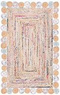 SAFAVIEH Cape Cod Collection 2' x 3' Beige / Multi CAP201B Handmade Boho Braided Jute & Cotton Entryway Living Room Foyer Bedroom Accent Rug - color: Beige/Multi, size: 2' x 3' (Rectangular)
