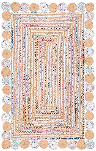 SAFAVIEH Cape Cod Collection 2' x 3' Beige / Multi CAP201B Handmade Boho Braided Jute & Cotton Entryway Living Room Foyer Bedroom Accent Rug - color: Beige/Multi, size: 2' x 3' (Rectangular)