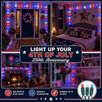 Novelty Lights 50 LED 25ft Red White Blue Lights, USA Patriotic 4th of July String Lights, Wide Angle Mini Lights on Green Wire, Commercial Grade, Connectable Indoor Outdoor Christmas Lights - color: Red / White / Blue