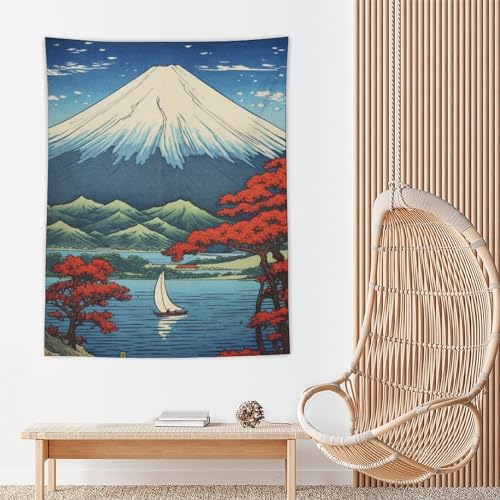 Large Tapestry Wall Hanging Decor Mount Fuji Mountain Landscape Lake Fall Leaves Japanese Painting Tapestry Wall Decor for Bedroom Aesthetic Wall Art Living Room Decor for Men And Woman 60"x80" - color: Style2, size: 80L" x 60W"