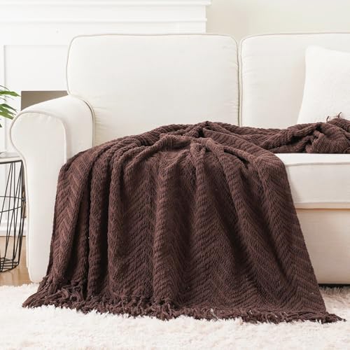 BATTILO HOME Dark Brown Throw Blanket for Couch, Knitted Brown Throw 50'' x 60'', Super Soft Cozy Warm Chocolate Throw for Living Room Chair Couch Bed Sofa Bedroom Home Decor - color: Dark Brown, size: 50"x60"