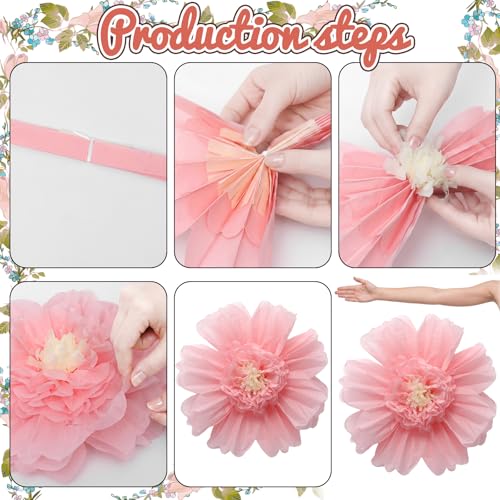 Giegxin 6 Pcs 31.5", 24" Pink, Orange Giant Paper Flowers Pink and Orange Party Decorations Large Crepe Tissue Flowers for Fall Wedding Boho Birthday Bridal Bachelorette Bridal Shower Classroom Decor - color: Pink,Orange, size: 31.5", 24"