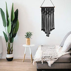 Macrame Woven Wall Hanging Tapestry Bohemian Wall Art Boho Chic Home Decor Wall Pediment, Black, 16x28 Inches - color: Black