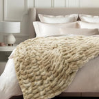Ultra Soft Cozy Faux Fur Throw Blanket, Fuzzy Plush Thick Bubble Blanket, Oversize Luxury Fluffy Blanket for Couch, Sofa, Bedroom, and Living Room,50x60 Inches,Double Sided Tie-Dye Camel - color: Double Sided-tie Dye Camel, size: Throw